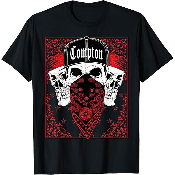 Amazon.com: CaliDesign Chicago red Bandana T-shirt Skull