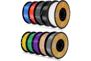 POJECITY Kingroon PLA 3D Printer Filament, 10 Rolls, Dimensional Accuracy +/- 0.02 mm, 10kg Spool(22lbs), 1.75 mm，Black White Grey Red Blue Green Purple Skin Silver Yellow