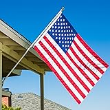 Grace Alley Flag Pole Kit: Includes Tangle Free Flagpole - Flag Pole Bracket - Embroidered American Flag Made in USA