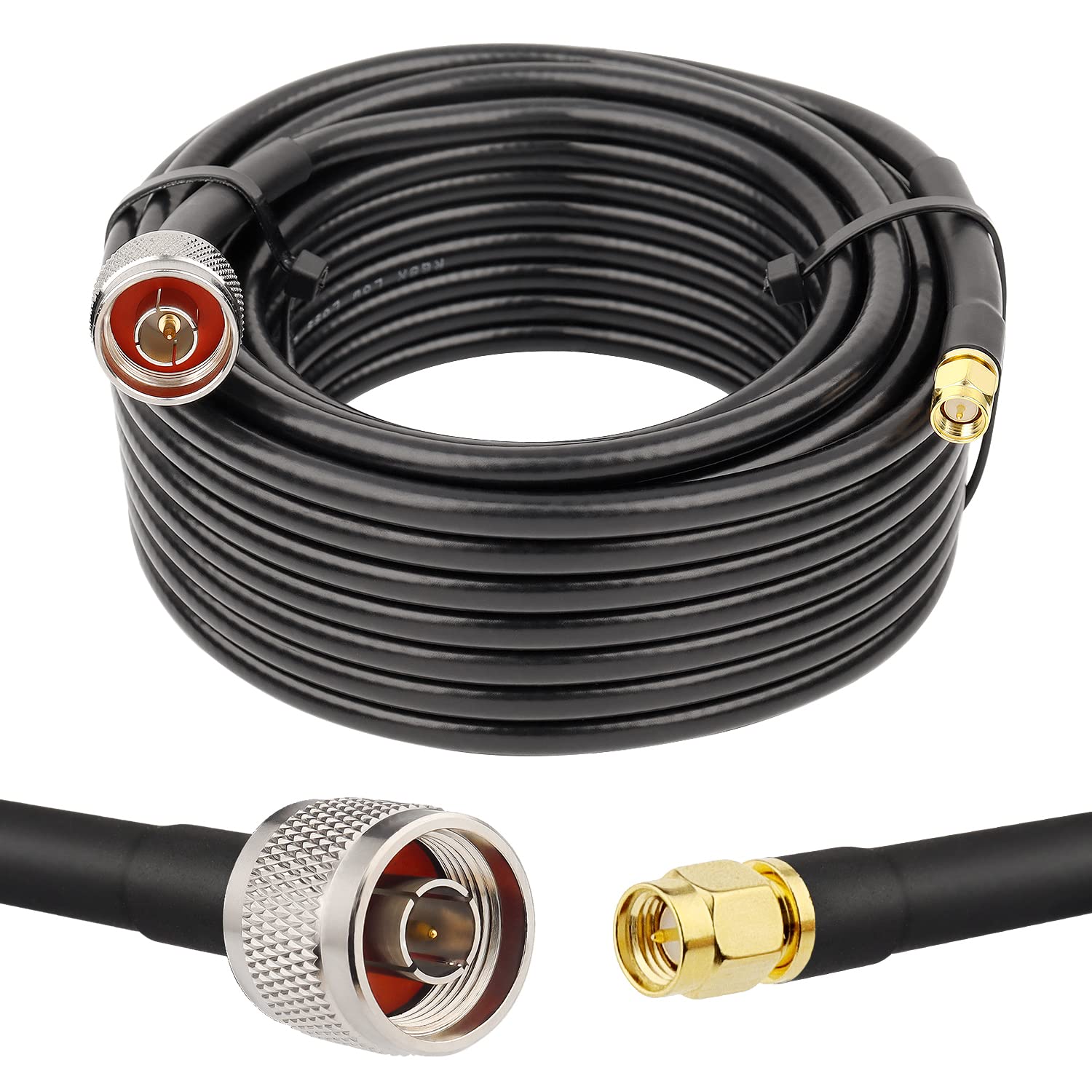 MOOKEERF 25ft Low Loss N Male to SMA Male Coax Cable for WiFi Router/GPS Receiver/Antenna Use