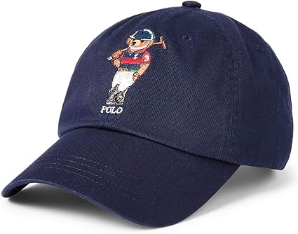 Polo Ralph Lauren Men`s Polo Bear Chino Ball Cap with Leather Strap (Navy(5001)/Red, One Size 