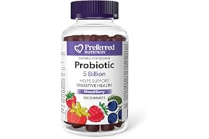 Preferred Nutrition® Probiotic 5 Billion CFU 60 Gummies Mixed Berry, Vegan, Gelatin Free, No Refrigeration Required, Proudly 