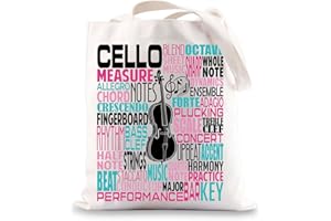 BWWKTOP Cello Canvas Tote Bag Cellist Gifts Cello Players Shoulder Bag Cellist Musician Gifts