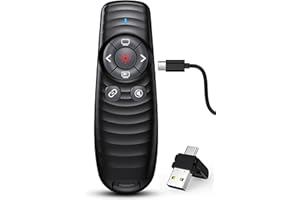 DINOFIRE USB Type C Rechargeable Wireless Presenter Remote for Powerpont Presentations with Volume Control -Presentation Clicker Slide Advancer for Mac Computer Laptop
