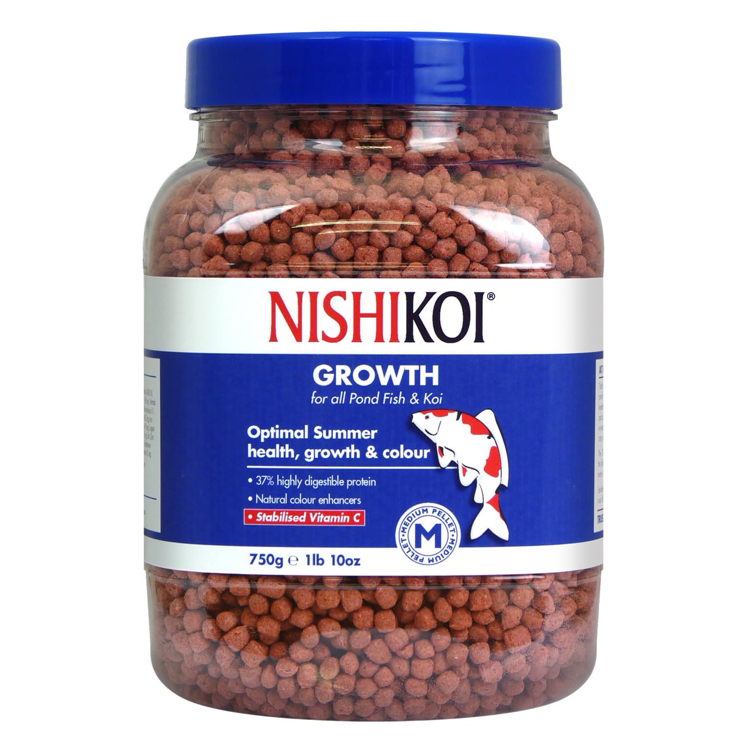 Nishikoi Growth Complete Food for Koi and Pond Fish - Medium Pellets - 750g
