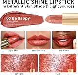OULAC Glow Metallic Shine Lipstick Coral Be Happy 05 4.3 g Vegan Cruelty Free view 3