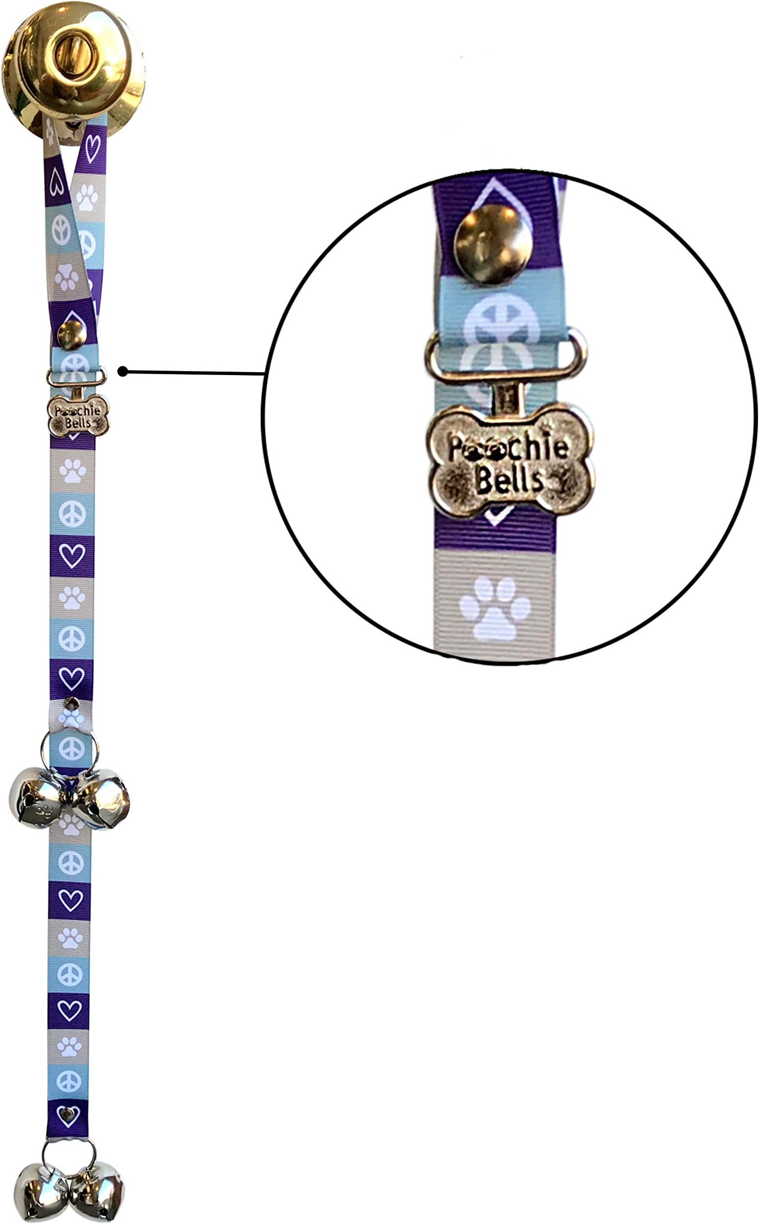 PoochieBells the Original & Trusted Housetraining & Potty Time Dog Doorbell for Loving Dog Families Since 2005. A clear, pleasant and easy way for your family to know when its potty time for your furry best friend. All PoochieBells are individually handcrafted in the USA. Peace Love Dog Design