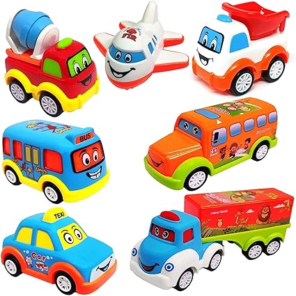 SSB Unbreakable Pull Back Car Truck Toy Set for Kids 7PCS