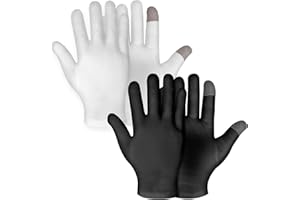 Dimeho 2 Pairs Moisturizing Gloves Touch Screen Cotton Spa Lotion Glove Overnight Bedtime Skin Care Gloves Eczema Glove for Dry Chapped Hands Women Beauty (White + Black)