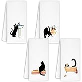 Jvpke Funny Black Cat Decorative Hand Towels for Bathroom Set of 2 - Black Cat Gifts for Women Kids Men Her Girls Friends Teacher Adults, 16×24 Inch
