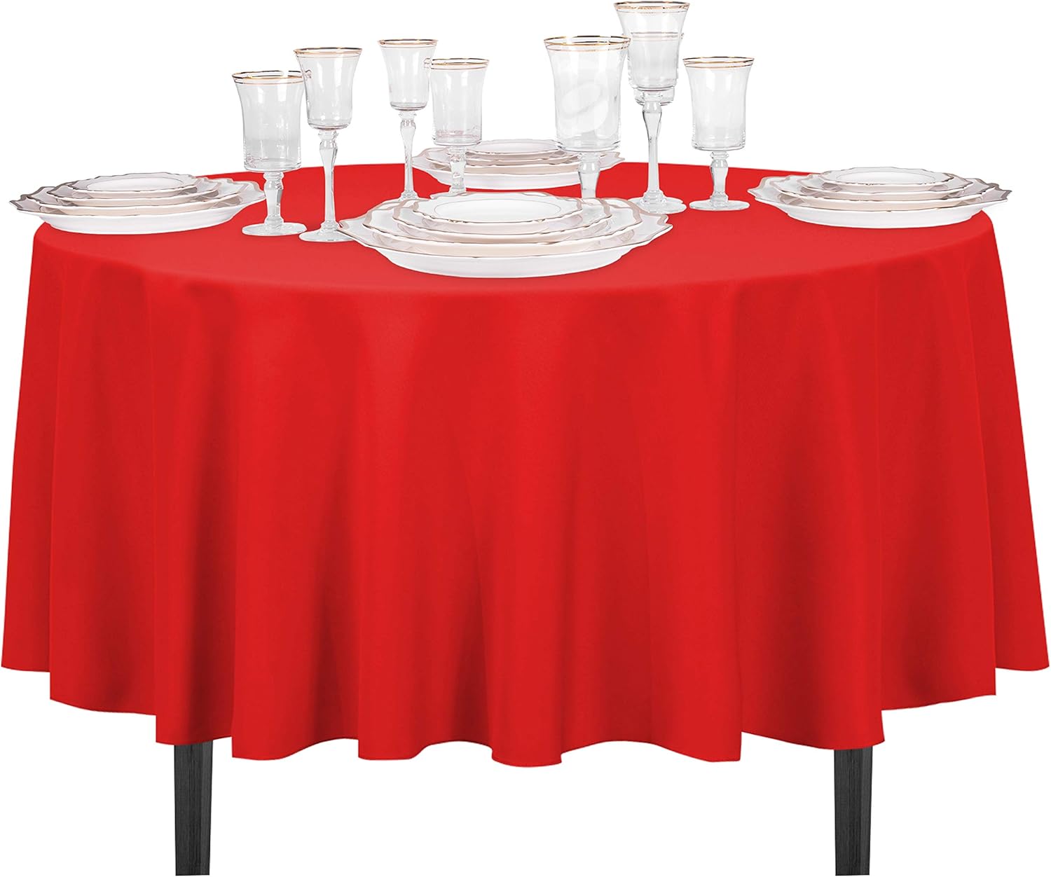 LinenTablecloth 90-Inch Round Polyester Tablecloth Black: Home & Kitchen