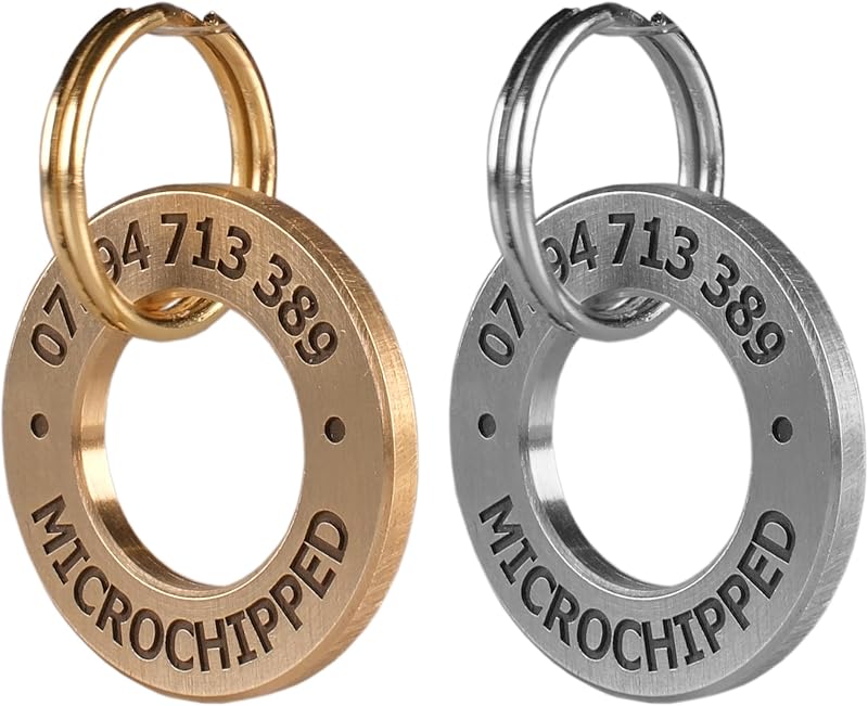 Round Brass and Stainless Pet ID Tag Small Deep Engraved Personalised