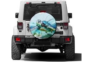 Dujiea Beach Sea Turtle Spare Tire Cover with Backup Camera Hole, Universal Wheel Tire Cover Tire Protectors for Jeep Trailer RV Van SUV Truck Camper and Many Vehicle 17inch