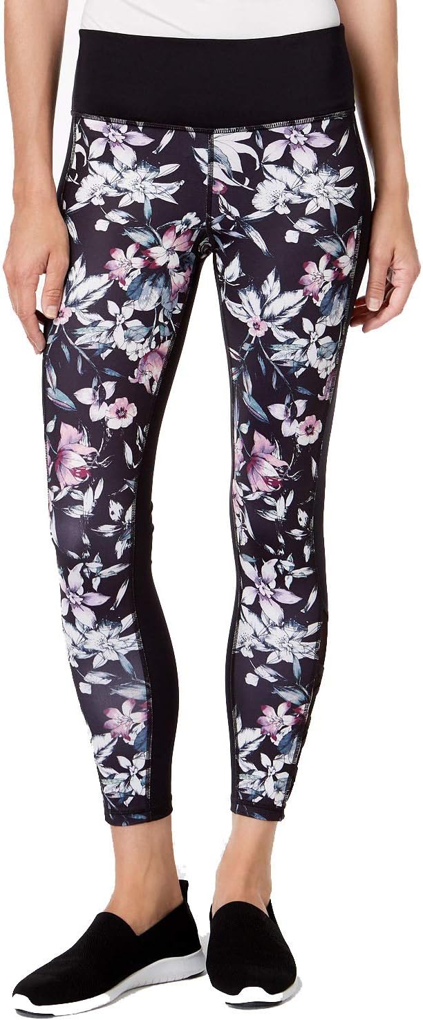 Ideology Women's Printed Mesh-Inset Ankle Leggings, Vintage Blossom