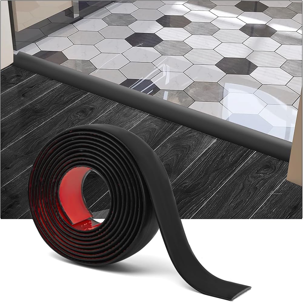 Art3d Self Adhesive Vinyl Floor Transition Strip 4 ft Black 1.57in