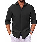 COOFANDY Men's Long Sleeve Button Down Shirts Casual Untucked Dress Shirt Beach Wedding Shirts