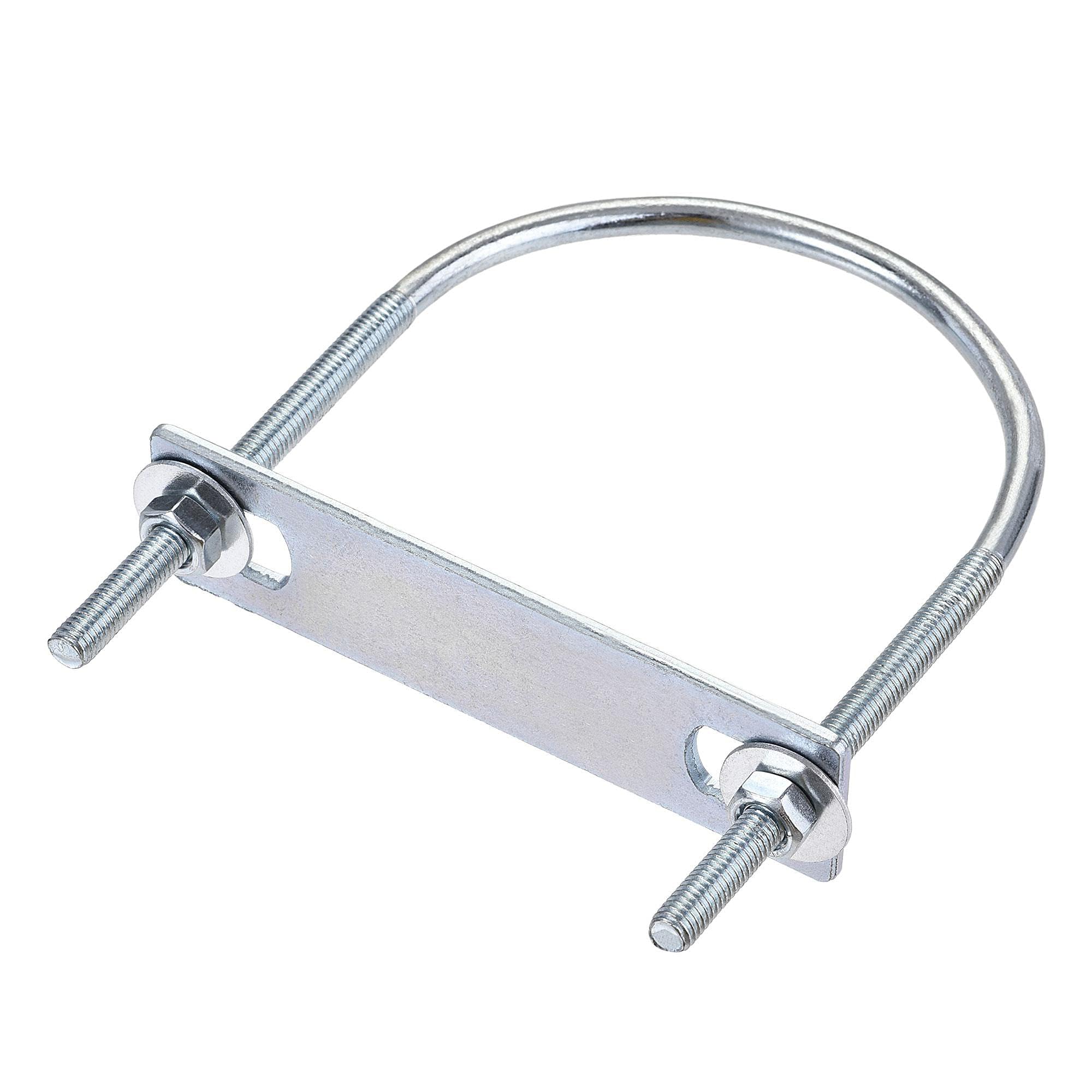 MACHSWON Round U-Bolt,2 Set Zinc Plated Alloy Steel M6 U Bolts 80mm(3.15") Inner Width 120mm Length with Nuts and Frame Plate for Automobiles Boat Trailer