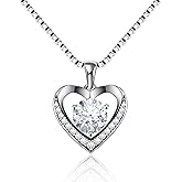 MoHern Moissanite Necklace for Women, 2 Carat Heart Pendant Necklace for Wife, I Love You Sterling Silver Heart Necklaces for Girlfriend, Anniversary Necklace for Women