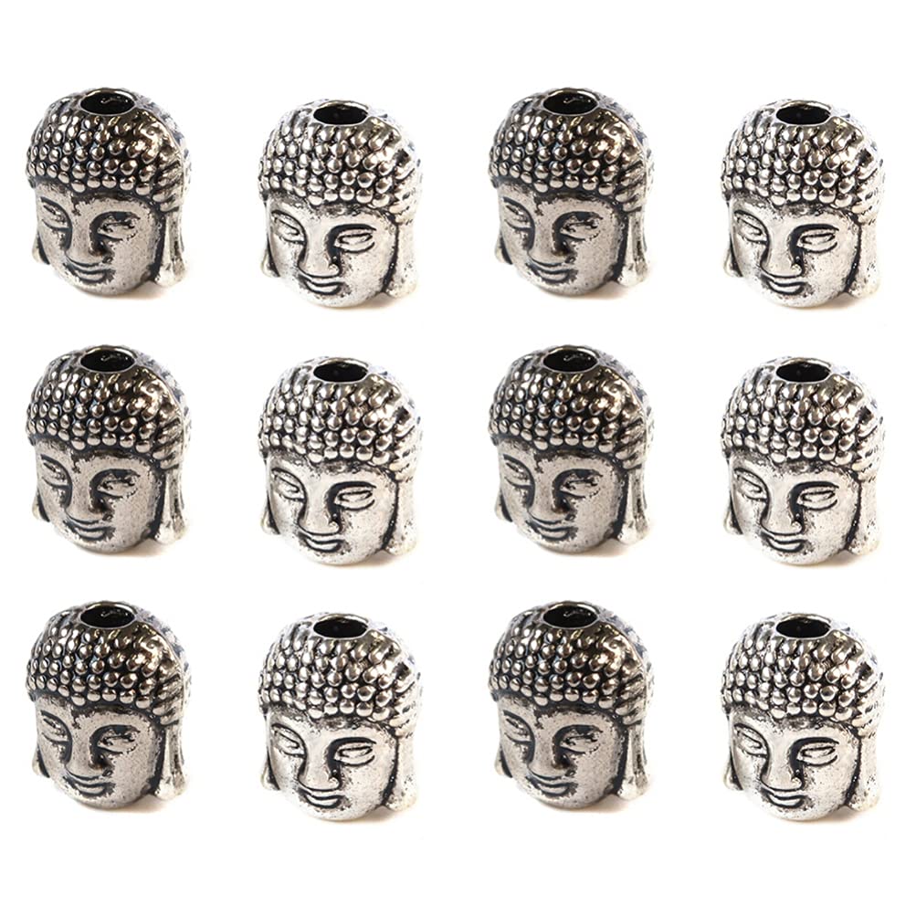 HEALLILY 20Pcs Metal Buddha Beads Retro Buddha Head Bead Small