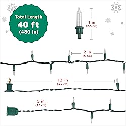 PREXTEX 200 Count Clear Christmas Tree Lights with