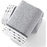 YiLUOMO Grey Hand Towels Tiny Furball Decorative Design Super Soft 100% Terry Cotton Highly Absorbent Bathroom Hand Towel for Home, Hotel, Spa, Pool, Gym 13 x 29 Inch, 2 Pack
