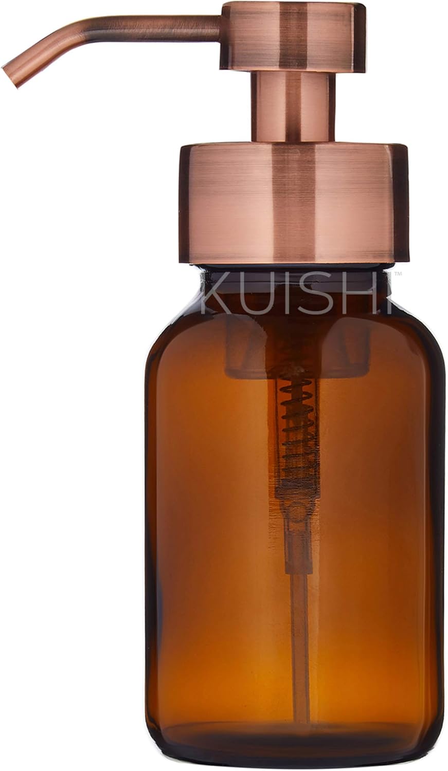 Kuishi Amber Glass Foaming Soap Dispenser Pump Bottle [250ml, Bronze], Foaming Soap Pump
