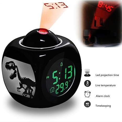 Amazon Co Jp 投射目覚まし時計目覚まし 寝室 データと温度表示話す機能 Ledウォール 天井投射 恐竜 490 599 Blackと白シャドウのモノクロフォントのイラスト ホーム キッチン