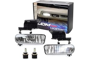 iJDMTOY Clear Lens Xenon White LED Fog Lights Foglamp Kit w/Mounting Brackets Compatible With 1999-2002 Chevrolet Silverado 1500 2500, 2000-2001 3500, 2000-2006 Suburban Tahoe