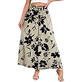 WeciBor Women's Boho Floral Palazzo Wide Leg Pants with Pockets Loose Flowy Casual Beach Vacation Outfits