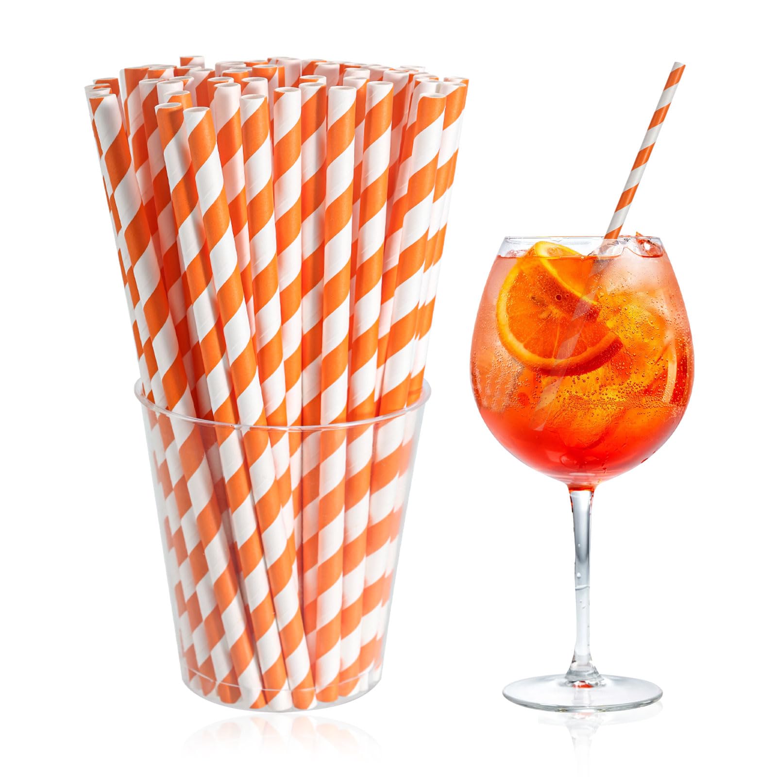 Photo 1 of Spritz Straws Compatible with Aperol,Disposable and Cocktail Straws Compatible with Aperol,100pcs,Orange