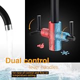 Hapilife Matte Black Chrome Kitchen Sink Mixer Tap 1 Hole Swan Neck view 6