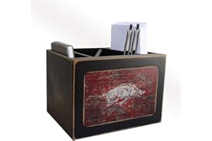 LA AUTO GEAR Fan Creations Arkansas Razorbacks Distressed Team Logo Desktop Organizer with Team Color