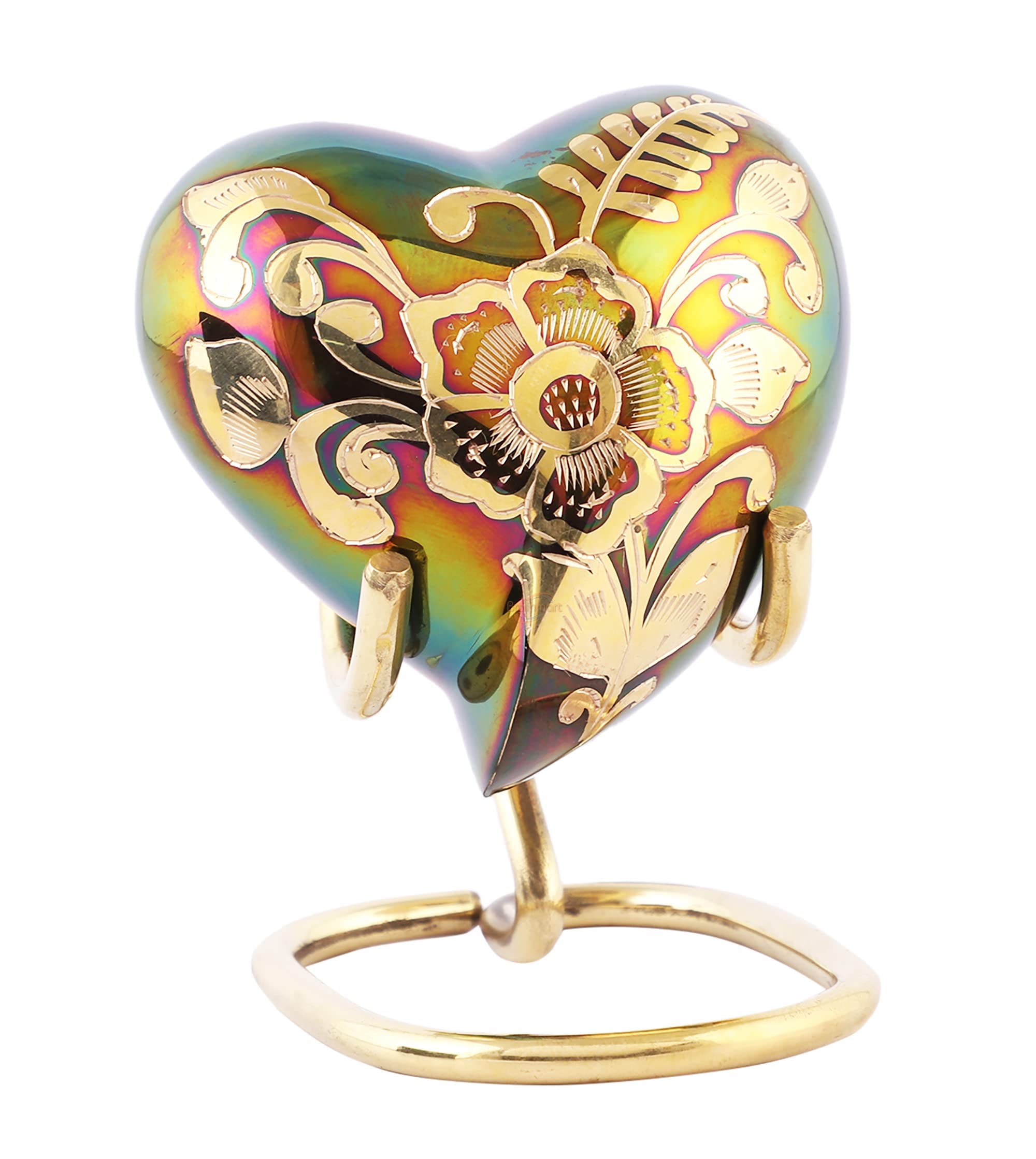 Handcrafted Pet Memorial Brass Heart Cremation Urn for Dog and Cat Ashes | Elegant Memorial Keepsake with Beautiful Box - Holds 3 Cubic Inches