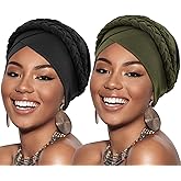 African Women Turban Caps Pre-Tied Twisted Turbans Head Scarf for Women Hair Wraps Cover Beanie Cancer Chemo Headwear