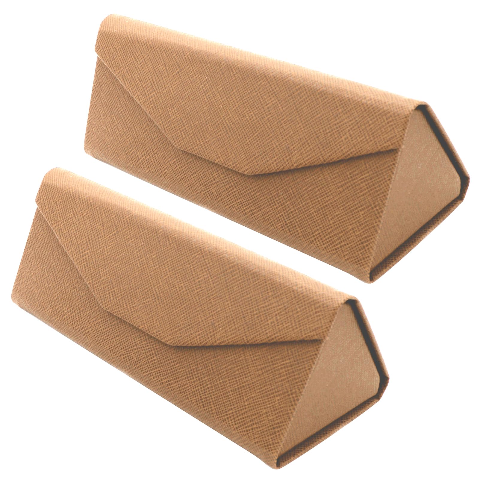 TBOC Folding Sunglasses Case - [Pack: 2 Units] [Light Brown] Semi Hard [Triangular] Holder [Magnetic Closure] Lining Large Small Eyeglasses Reading Glasses Car Handbag Cute Light Design Women Men Kid