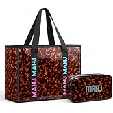 SilTriangle Tortoise PVC Tote Bag With Detachable Zippered Pouch Women&rsquo;s Large Tortoise Print Hobo Waterproof Handbag