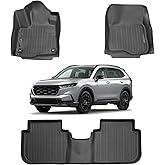 Automotive 3D Floor Mats Set for Honda CR-V 2023-2025 | Heavy Duty All Weather Floor Protection Car Accessories | Black Liner Carpets Mat | Custom Fit Liners for 1st & 2nd Row