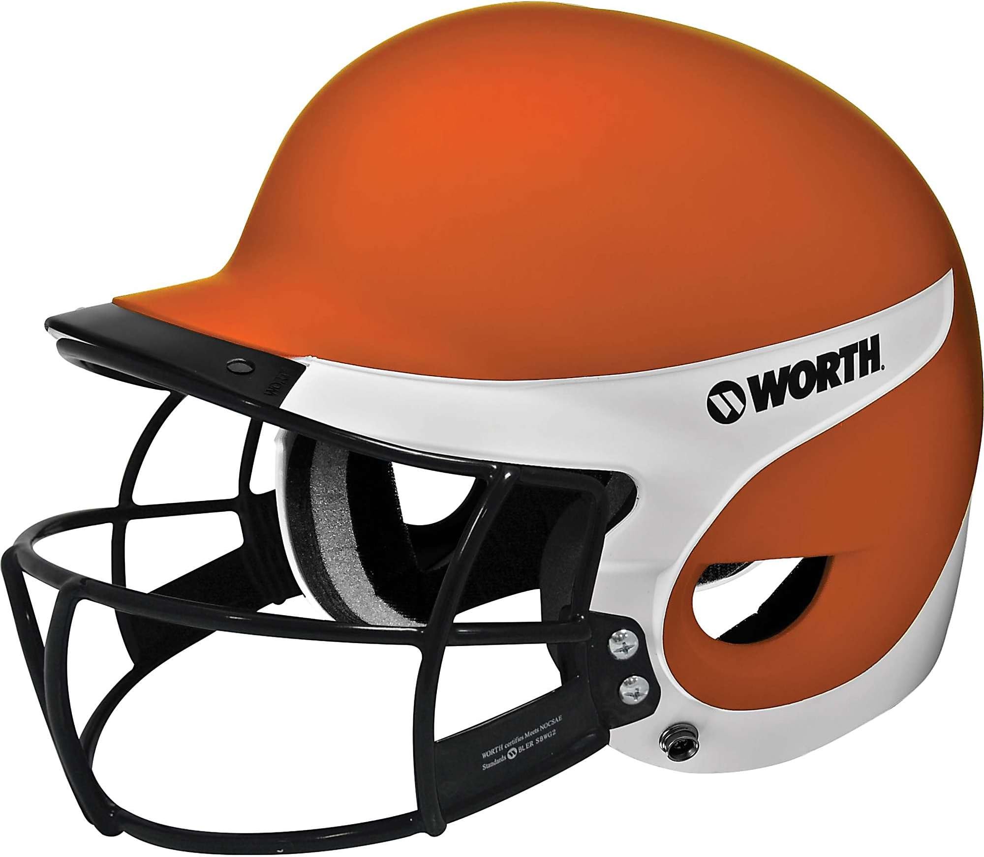 Worth Liberty Away Softball Batting Helmet With Mask (Orange/White)