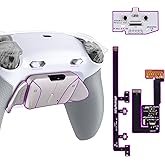 eXtremeRate RISE4 Plus MAX RMB Back Paddles Kit with Clicky Trigger Stops & Rubberized Grip for PS5 Controller BDM-030 040 050, Remappable Real Metal Back Buttons Kit for PS5 Controller – White Gray