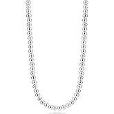 Miabella Italian 925 Sterling Silver Handmade 4mm Bead Ball Strand Chain Necklace for Women, Made in Italy