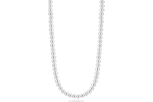 Miabella Italian 925 Sterling Silver Handmade 4mm Bead Ball Strand Chain Necklace for Women, Made in Italy