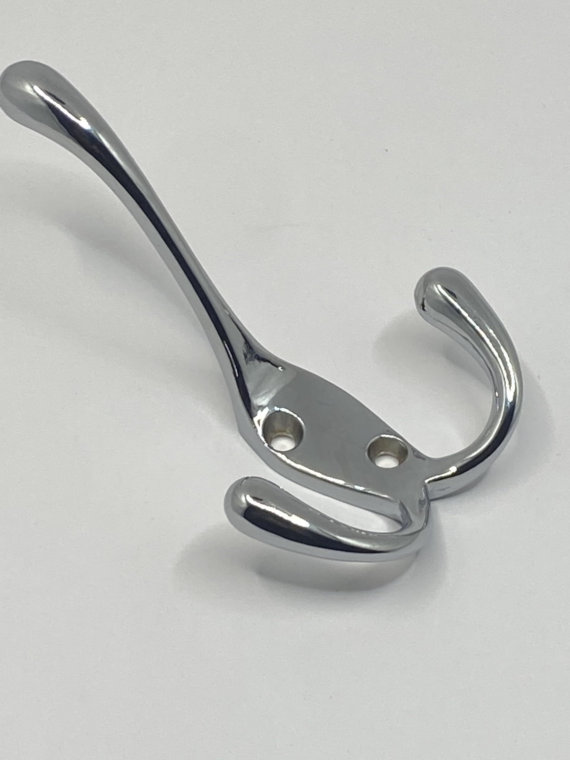 Three Prong Quality Coat and Hat Hook 4 Pack Triple Prong Wall Mounted Zinc Alloy Chrome Finish with Mounting Screws