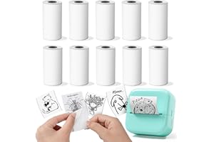 WCZ Compatible with Phomemo M02/Memoking T02/Anycash S1/Cudinham X6/iDPRT S1/HuiJuKeJi X5/NDYIN D21/D20/M02X/M02L Mini Thermal Printer Sticker Paper, 50mm*3.5m, White, 10 Rolls