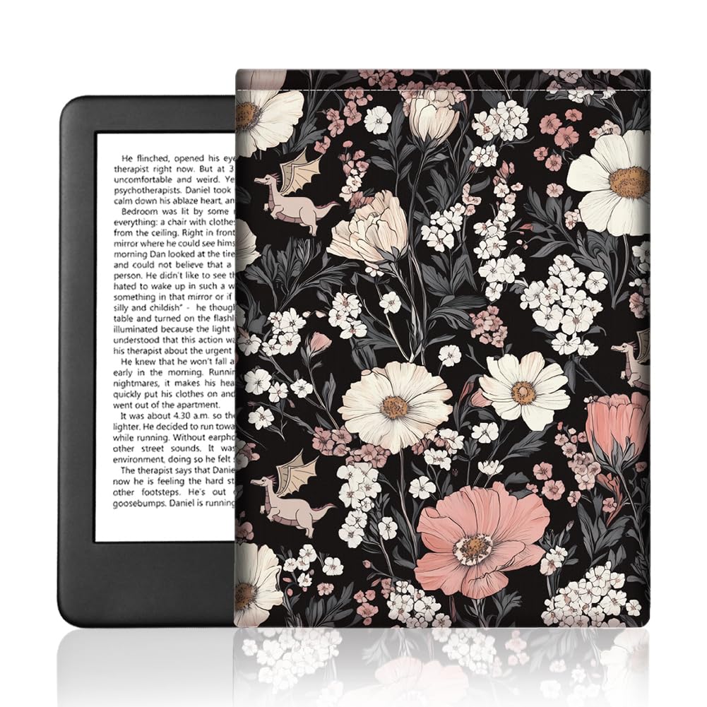 Photo 1 of Doodlream Kindle Sleeve Case Bag with Hidden Button, Vintage Flower Waterproof Carrying Sleeve Case for 6" Paperwhite/e-Reader, Memory Fabric Protective Cover Pouch Bag