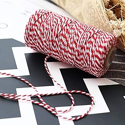 CCINEE 656 FT Red and White Bakers Twine, Cotton