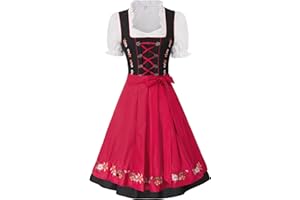 JASAMBAC Women's German Dirndl Dress Costumes 3 Pieces for Oktoberfest Carnival