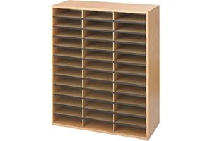 Safco Wooden Paper and Mail Organizer for Home Office and Classroom, 36 Letter-Size Compartments, Medium Oak