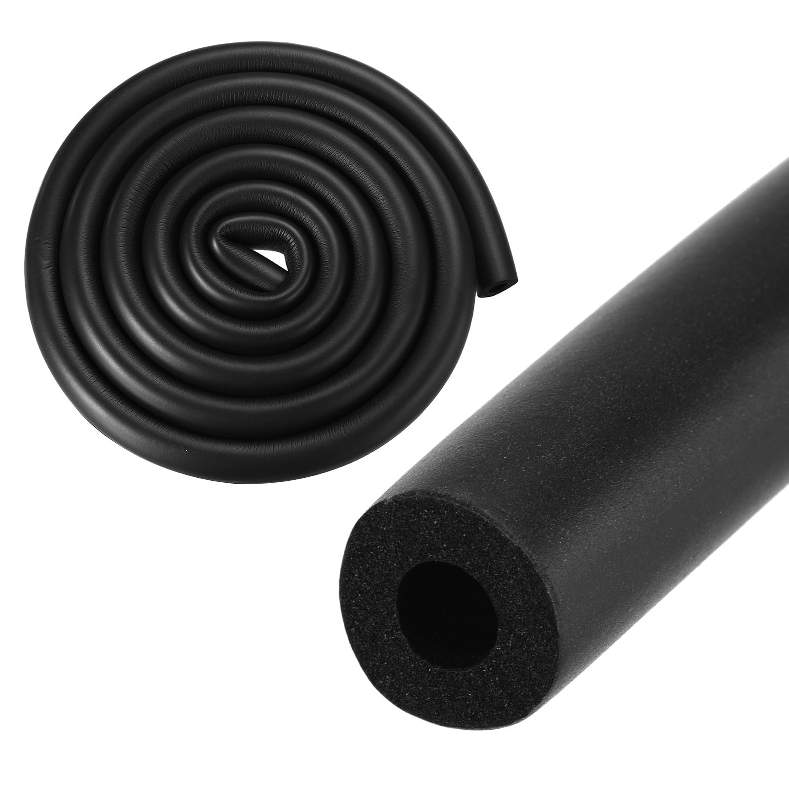 M METERXITY Pipe Insulation Foam Tube, 8mm ID 18mm OD 2m Length, Soft Flexible Foam Tubing Pipe Foam Insulation for Handle Grip Support/Guitar Stand/Roof Racks [Black]