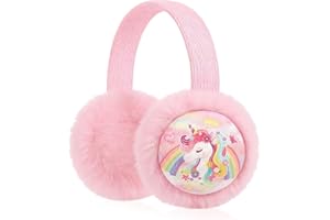 Ear Muffs Kids Cute Knitted Earmuffs Adjustable Winter Ear Warmers Soft Plush Earmuffs for Boys Girls 4-12 Years
