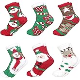 CLOOOUDS Women Christmas Fuzzy Socks - Fluffy Winter Warm Cozy Striped Crew